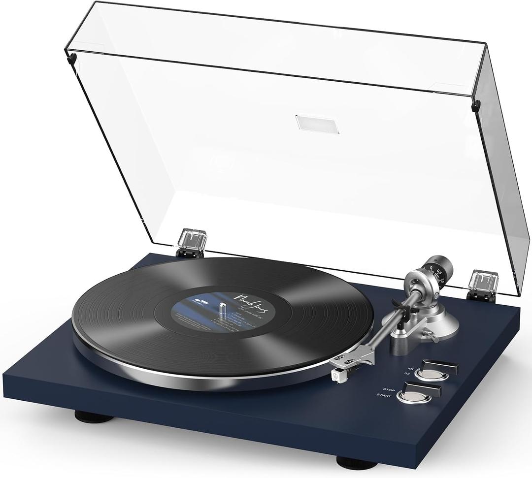 Retrolife® Vinyl Record Players Turntable with BT Wireless Output,Dark Blue