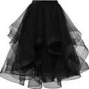 DRESSTELLS Tulle Skirts for Women, A Line Elastic Waist Tiered Layered Puffy Midi Long Halloween Party Tutu Skirt (Medium)