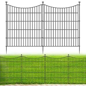 5 Panels No Dig Dog Fence Outdoor for Yard, 32 in(H) X 12 ft(L) Decorative Tall Garden Fence Animal Barrier, Rustproof Metal Wire Garden Edging and Borders, Temporary Fencing Stakes