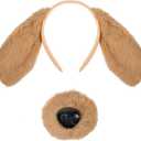 3Pcs Dog Hero Costume Accessories - Baseball Cap Dog Ear Headband Nose for Book Day Cosplay Supplies