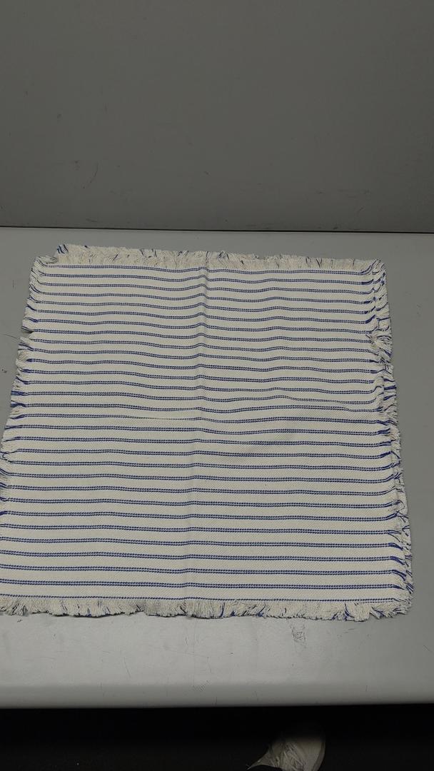 Linen Blue and White Striped Cloth Placemats, Size 18"×18", 2 Pieces