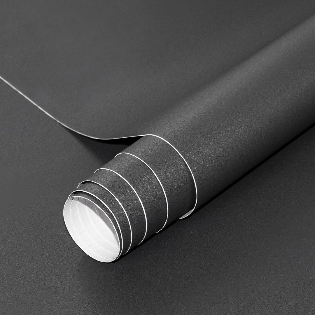 Oxdigi Lead Grey Contact Paper 23.6"x196" - Matte Finish Peel & Stick Vinyl for Drawers, Shelves