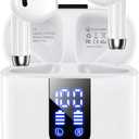 Wireless Earbuds, Bluetooth Headphones with Deep Bass Stereo, 48H Playback Ear Buds with LED Power Display, Lightweight, IPX7, in-Ear Earphones with Mic for iPhone/Android/iPad, White