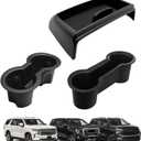 Muslogy Dashboard Storage Box & Cup Holder Inserts Compatible with 2021-2024 GMC Yukon Chevy Tahoe Suburban Accessories Front & Rear Drink Holder 2PCS & Center Console Organizer Behind Screen (Black)