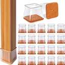 28Pcs Chair Leg Floor Protectors Square for Hardwood Floors Silicone Caps Felt Furniture Pads Covers Clear Chair Sliders, Protect The Floor from Scratches(Fit:1-1/16" ~ 1-5/8") (Large)