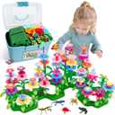 Birthday Toys Gifts for 2 3 4 5 6 Years Old Toddler Girls Boys, 156 PCS Insect Flower Garden Building Educational STEM Learning Pretend Play Gardening Set, Valentines Gifts for Preschool Kids Age 2+