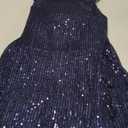 Women 1920s Plus Size Formal Dress Tassels Sleeve Sequins Gatsby Maxi Evening Gown (XX-Large, Blue)