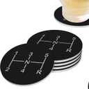 Racing Car Coasters for Drinks Set of 4, Absorbent Ceramic Drink Coasters for Coffee Table Wooden Table Cup Bar, 4 Inches (O21)