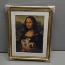 InSimSea 13x16 Framed Funny Bathroom Canvas Wall Art, Humorous Mona Lisa Holding Toilet Paper Picture Wall Decor, Classical Vintage Painting for Bathroom Restroom