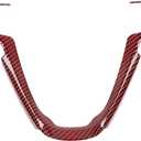 JeCar Steering Wheel Trim Cover Interior Decoration Trim Kit for 2014-2020 Jeep Grand Cherokee & Jeep Cherokee, Red Carbon Fiber