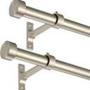 2-Pack Curtain Rod for Windows 16-28", Adjustable Window Curtain Rods with Premium Aluminum End Cap Finials and Full Surround Brackets,7/8"(0.073Feet) Diameter, Brushed Nickel Drapery Rods for Curtains