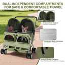 Double Pet Stroller for 2 Small Dogs & Cats, Side-by-Side Twin Travel Carriage with Safety Leashes, Mesh Windows & Double Storage Baskets, Lightweight & Foldable, 44lbs Capacity, Green