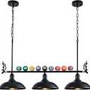 38" Pool Table Light Pendant, Fits 7'-8' Tables, 3 Light Black Metal Shade | Adjustable 39.4" Chain, Hanging Modern Billiard Lighting Fixture, for Billiards Room, Game Room, Kitchen Island, Restaurant