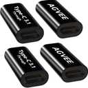 AGVEE 4 Pack USB-C Female to Female Bidirectional Adapter, PD 100W USB 3.2 Gen 2, Type-C USBC 10G Data Coupler Extender Extension Converter Connector, Black