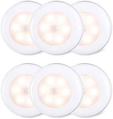STAR-SPANGLED 4 Pack 2.8” Motion Sensor Lights Indoor AAA Battery Operated, Stick on LED Puck Light for Stairs, Under Cabinet, Closet, Warm White