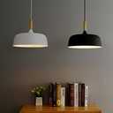 E26/27 Modern Pendant Light Industrial Art Deco Ceiling Lighting Light Fixture Simple Nordic Style Hanging Lamp Shade 1 Light Fixtures for Dining Room Kitchen Island Hallway Shop (Wooden, Black)