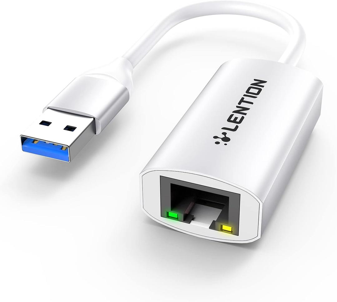 2 x LENTION USB to Ethernet Adapter, 1000Mbps Plug and Play Wired LAN Network USB A to RJ45 Converter Powerline Ethernet Adapter Compatible with Nintendo Switch, Linux, Windows Laptop (HU604, Silver)