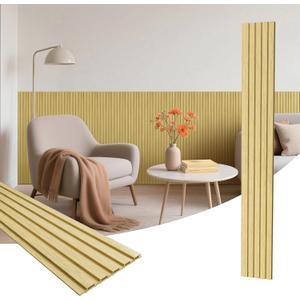 Wainscoting Panels, 8-Pack 48 x 6 Inch 3D Slat Wall-Accents-Panels for Interior Wall Decor, Living Room, Bedroom, Oak