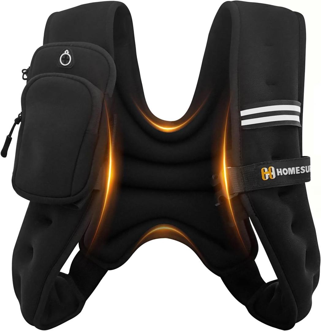 HOMESURE Weighted Vest with Reflective Stripe, Black, 15 lbs