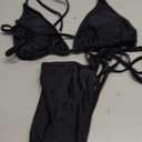 ATENGNES Women's 2 Piece Swimsuit Halter String Bikini Adjustable Bathing Suit S