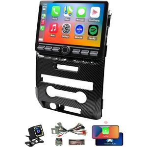 QLED Radio for Ford F150 2009 2010 2011 2012,2013 2014 STX XL Upgrade,Carbon Fiber Style,8 core Touch Screen Stereo Replacement,Wireless carplay Android auto,4G LTE Network,Free Camera
