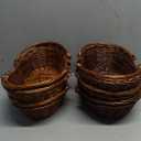 Sintuff 6 Pcs Wicker Picnic Basket with Handle Garden Harvest Empty Easter Eggs and Candy Basket Oval Willow Woven Storage for Organizing, Fruit Egg Storage Gathering Wedding Gifts(Natural)