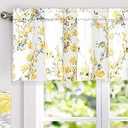 DriftAway Blossom Abstract Floral Ink Painting Lined Window Curtain Valance Rod Pocket 2 Layer 52 Inch by 18 Inch plus 2 Inch Header Yellow