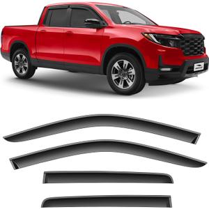 Tape-on Extra Durable Rain Guards for Honda Ridgeline 2017-2025, Window Deflectors, Vent Window Visors, 4 Pieces - 100527 (For Ridgeline 17-25)