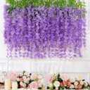 Waipfaru 12 Pack Wisteria Hanging Flowers, 3.6 Feet/Pcs Purple Wisteria Artificial Flowers, Fake Wisteria Flowers Garland, Hanging Vines for Bedroom Wedding Home Party Wall Decoration