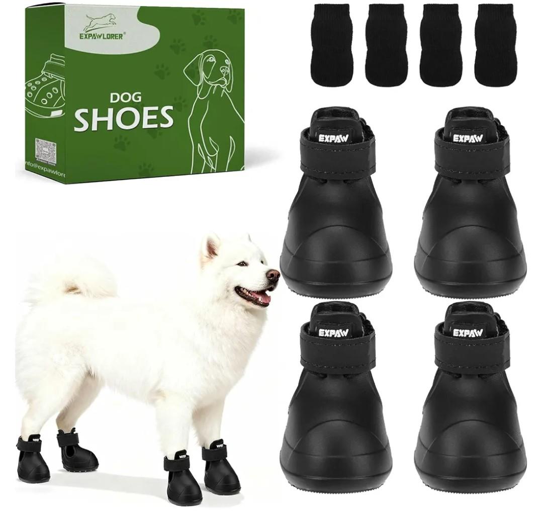 EXPAWLORER Dog Shoes for Small Medium Large Dogs, Waterproof Non-Slip Dog Snow Booties for Winter with Socks, Easy On & Off Pet Boots & Paw Protectors, Easy-Clean for Beach Outdoor Rain XXL