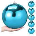 Zubebe 6 Pcs 8" Extra Large Outdoors Christmas Balls Ornaments Jumbo Oversized Christmas Tree Decorations Giant Hanging Xmas Plastic Balls Ornaments for Lawn Yard Decoration (Ice Blue)