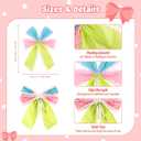 12 Pcs Pastel Bow Ornaments 6" * 7" Macaron Color Christmas Tree Bow Decoration with Lace Candy Christmas Hanging Ornament Ribbon Wreath Bows for Garland DIY Craft Wrapping Decorative