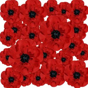 WILLBOND 18 Pcs Artificial Red Poppy Flowers Veterans Day Large Poppies Fake Flowers for Halloween Memorial Day Wicked Birthday Carnival Back to School Party Backdrop
