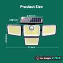 4500LM Solar Lights Outdoor, 4 Adjustable Heads Motion Sensor Lights, 3 Modes, 6500K, IP65 Waterproof Solar Security Wall Lights, Remote Control Flood Lights, Garden, Outside, Backyard, 2 Pack