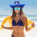 Funtery 3 Pieces Cowboy Cowgirl Costume Accessories Cowgirl Hat with Tiara Crown Heart Shaped Sunglasses Bandanas for Women Men Teens, Blue (Blue)