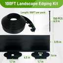 Quibbay 3.15" x 100' No Dig Landscape Edging, Flexible Garden Edging Borders with 150 Anchoring Spikes, Plastic Lawn Edging for Landscaping Garden Flower Beds Grass Yard Paver Pathway, Black