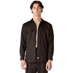 Dickies Men's Big-Tall Long Sleeve Work Shirt (Large, Dark Brown)