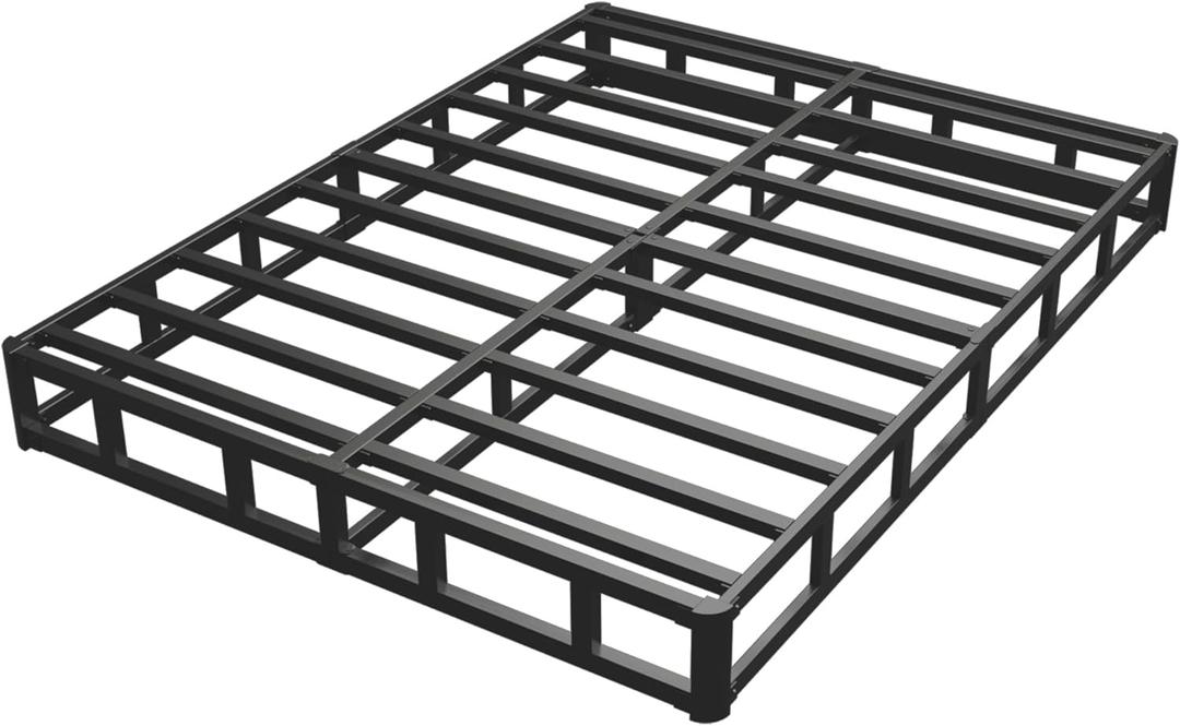 HOBINCHE 6 Inch Full Bed Frame with More Steel Slat Support,Low Profile Full Metal Platform Bed Frame with Round Corner Edges Support Mattress Foundation,No Box Spring Needed/Easy Assembly/Noise Free