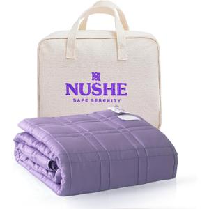 Weighted Blanket for Adults (20 lbs, 60”x80”,Purple)Queen Size. 100% 300TC Viscose, Derived from Bamboo-Premium 7 Layer Cooling Weighted Blankets. Breathable Blanket with travel bag & Machine Washable