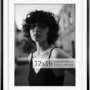 Egofine 12x16 Picture Frame Black, Display for 9x12 or 11x14 with Mat, Metal Thin Photo Frame Covered by Plexiglass for Wall Mounting and Tabletop, 1 Pack