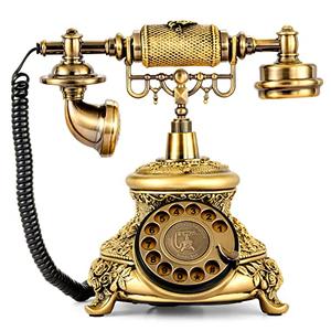 WICHEMI Vintage Phone Retro Rotary Dial Phones Landline Telephone Old Fashion Antique Phone Old School Telephones for Home Office Cafe Bar Star Hotel Decor (Golden)