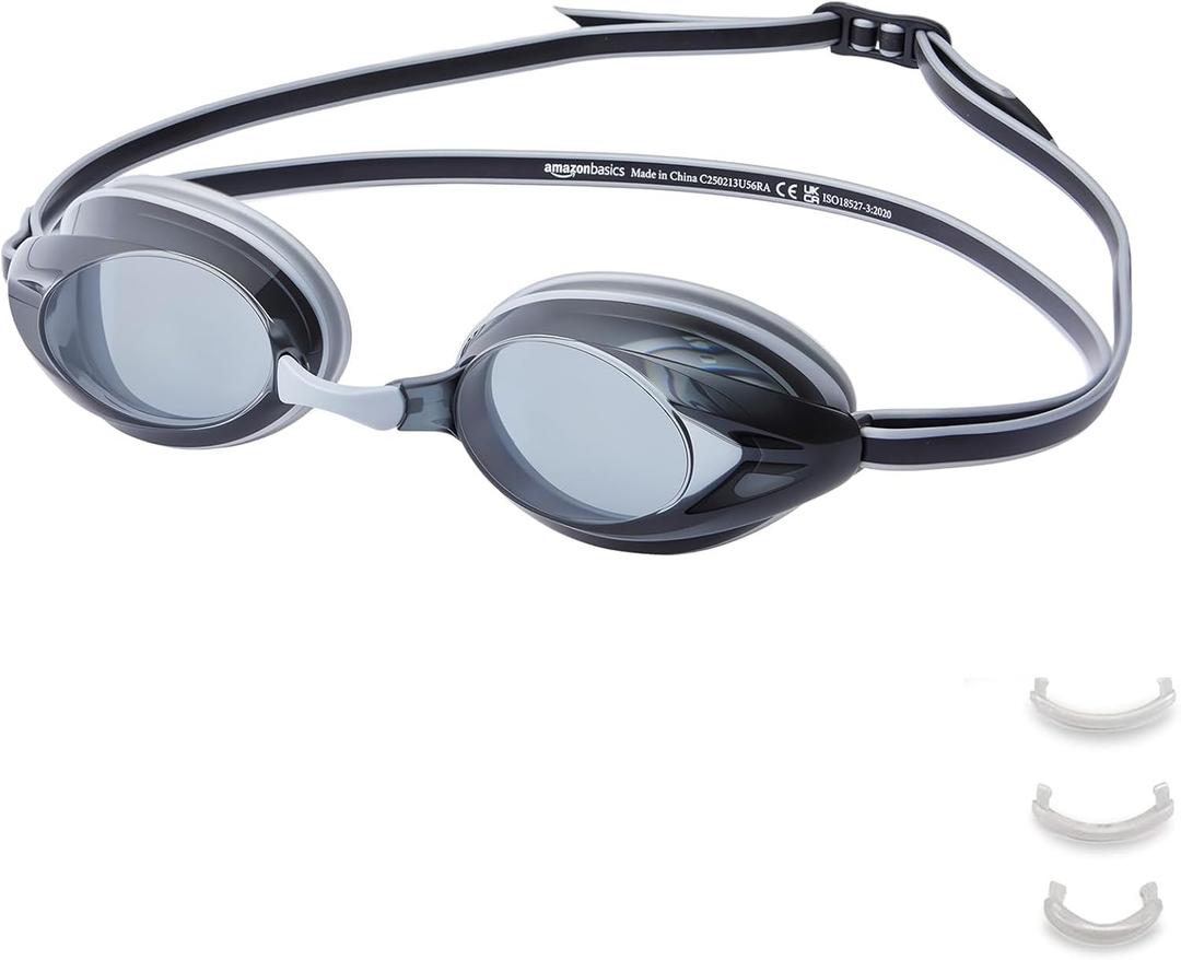 Amazon Basics Unisex Swim Goggles (Silver)