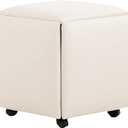 WAYUTO 5 in 1 PU Leather Seating Cube with Swivel Casters Stackable Sofa Chair Stool Nesting Ottoman Stool Movable Footstool Dressing Chair for Living Room Bedroom(White,Large)