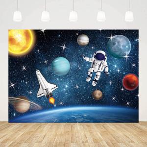 7x5ft Outer Space Photo Backdrop Universe Planet Star Galaxy Astronaut Rocket Photography Background Kids Boy Birthday Party Decorations Banner Photo Props