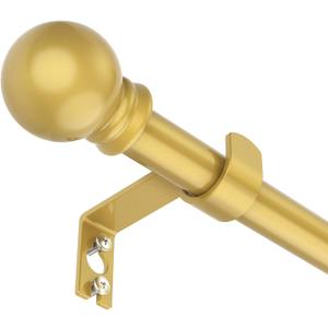 Curtain Rods for Window 32 to 62, Gold 5/8 inch Splicing Single Window Curtain Rod Set with Brackets
