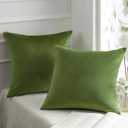 Phantoscope Pack of 2 Velvet Decorative Throw Decorative Pillow Cover Soft Solid Square Cushion Case for Couch Olive Green 20 x 20 inches 50 x 50 cm
