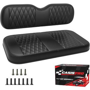 Universal Golf Cart Rear Seat Replacement Cushion for EZGO Club Car Yamaha, Golf Cart Rear Seat Cushion Assembly Kit - Bottom Cushion & Backrest, Black, Normal