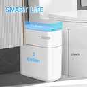 JOYBOS Bathroom Trash Can with Lid Automatic Garbage Can, 3 Gallon Slim Electric Waterproof Narrow Small Garbage Bin,Plastic Trash Bin, 14 L Motion Sensor Rubbish Can for Bedroom Office Toilet