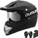 OUMURS DOT Adult ATV Dirt Bike Helmet with Goggles Gloves & Mask Adjustable Sun Visor Motorcycle Adult Helmet Off-Road Motocross Downhill Moped MX for Unisex-Adult OUMURS 125A-Matte Black (Small)