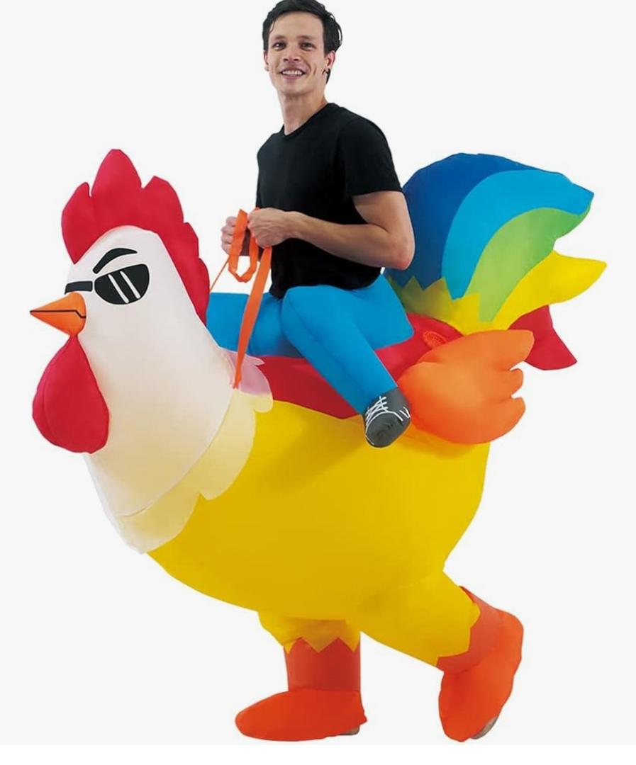 Inflatable Adult Halloween Costumes Blow up Chicken Ride on Rooster Costume for Halloween Funny Riding Costume Men Women Cosplay Party